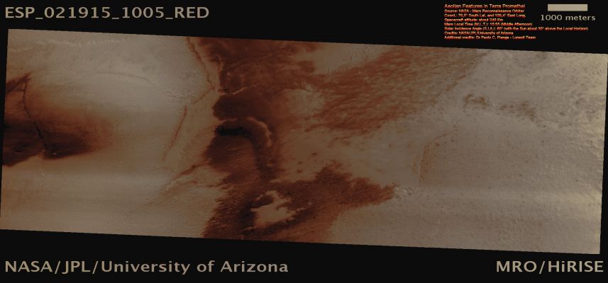 Aeolian Features in Terra Promethei (Enhanced Natural Colors; credits for the additional process. and color.: Dr Paolo C. Fienga - Lunexit Team)
nessun commento
Parole chiave: Mars from orbit - Promethei Planum Region