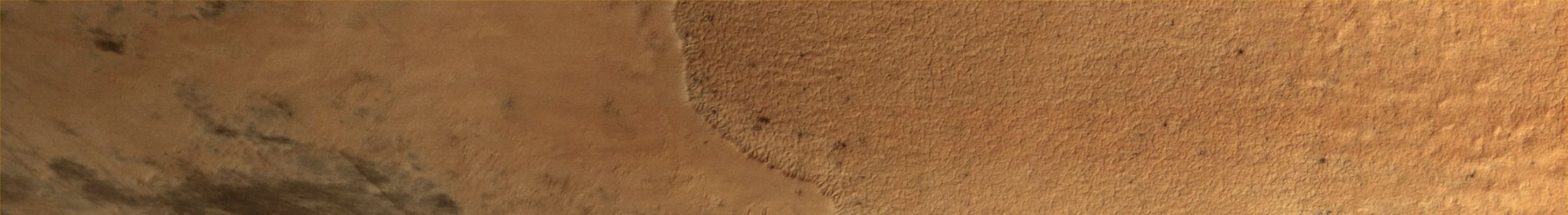 Promethei Planum (CTX Frame n.2 - Absolute Natural Colors; credits for the additional process. and color.: Dr Paolo C. Fienga - Lunexit Team)
Acquisition Date: March, 31st, 2011 
Mars Local Time (M.L.T.): 15:55 (Middle Afternoon)
Latitude (centered): 79,5° South  
Longitude (East): 109,4° 
Range to target site: 249,2 Km 
Original image Scale Range: 49,9 cm/pixel (with 2 x 2 binning) so objects ~150 cm across are resolved 
Map Projected Scale: 50 cm/pixel 
Map projection: POLAR STEREOGRAPHIC 
Emission Angle: 3,5°
Phase Angle: 57,4° 
Solar Incidence Angle (S.I.A.): 60°, with the Sun about 30° above the Local Horizon 
Solar Longitude: 264,8° - Northern Autumn
Parole chiave: Mars from orbit - Promethei Planum Region