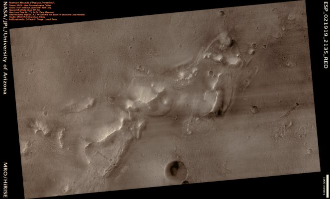 Pseudo-Pyramids (Natural Colors; credits for the additional process. and color.: Dr Paolo C. Fienga - Lunexit Team)
nessun commento
Parole chiave: Mars from orbit - Mounds