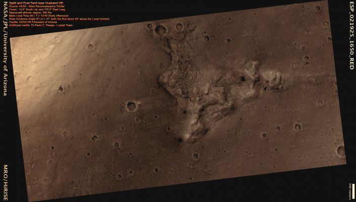 Dust Devil near Spirit (CTX Frame - Absolute Natural Colors; credits for the additional process. and color.: Dr Paolo C. Fienga - Lunexit Team) 
nessun commento
Parole chiave: Mars from orbit - Craters - Gusev Crater