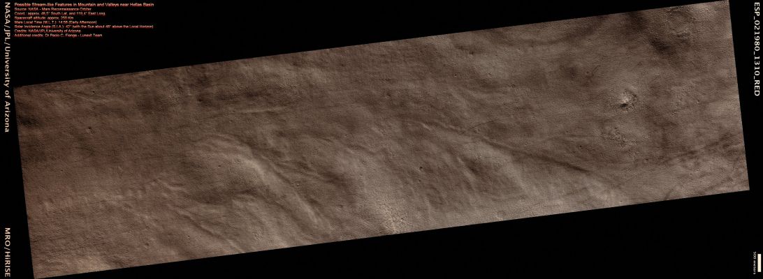 Possible "Stream-like" Surface Features near Hellas Basin (Absolute Natural Colors; credits for the additional process. and color.: Dr Paolo C. Fienga - Lunexit Team)
nessun commento
Parole chiave: Mars from orbit - Stream-like Features