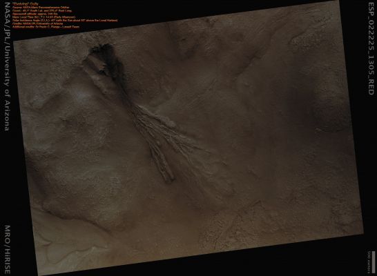 Active Gully (CTX Frame - Absolute Natural Colors; credits for the additional process. and color.: Dr Paolo C. Fienga - Lunexit Team)
nessun commento
Parole chiave: Mars from orbit - Gullies - Southern Latitudes