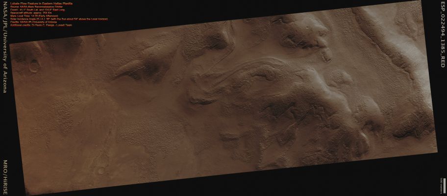 Lobate "Flow Feature" in Eastern Hellas Planitia (Absolute Natural Colors; credits for the additional process. and color.: Dr Paolo C. Fienga - Lunexit Team)
nessun commento
Parole chiave: Mars from orbit - Hellas Planitia