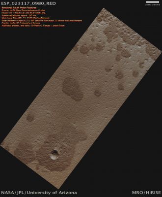 Erosional South Polar Features (Natural Colors; credits for the additional process. and color.: Dr Paolo C. Fienga - Lunexit Team)
nessun commento
Parole chiave: Mars from orbit - South Polar Features - Spiders