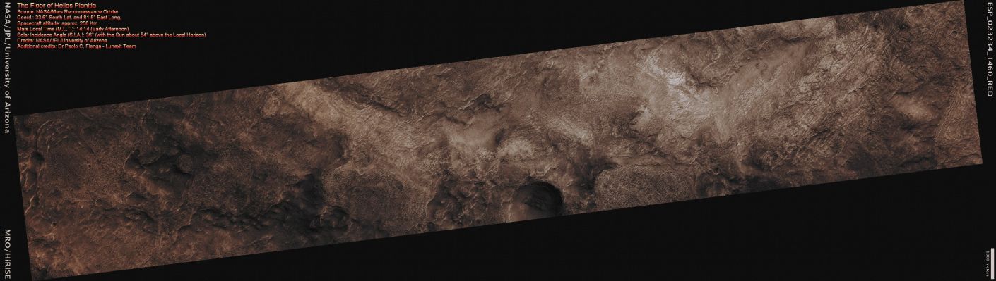 The "Colourful" Floor of Hellas Planitia (CTX Frame - Absolute Natural Colors; credits for the additional process. and color.: Dr Paolo C. Fienga - Lunar Explorer Italia)
nessun commento
Parole chiave: Mars from orbit - Hellas Planitia