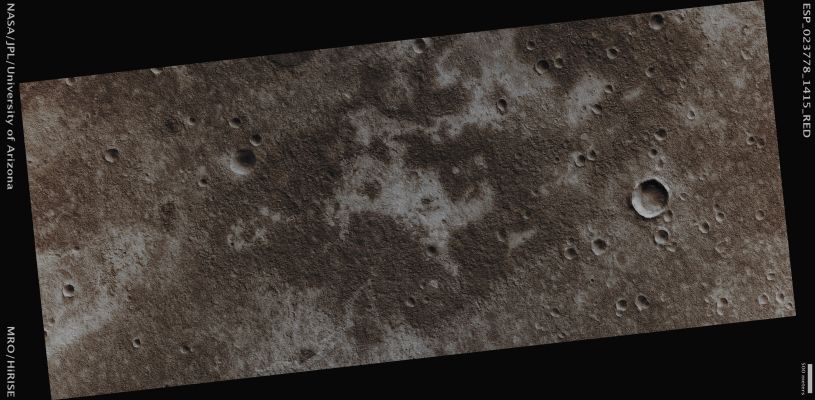 Possible Chloride Salts in Noachis Terra (Absolute Natural Colors; credits for the additional process. and color.: Dr Gianluigi Barca - Lunexit Team) 
Mars Local Time: 14:16 (Early Afternoon)
Coord. (centered): 38,4° South Lat. and 349,1° East Long.
Spacecraft altitude: 256,9 Km (such as about 160,6 miles) 
Original image scale range: 52,4 cm/pixel (with 2 x 2 binning) so objects ~ 1 mt and 54 cm across are resolved 
Map projected scale: 50 cm/pixel
Map projection: EQUIRECTANGULAR
Emission Angle: 9,2° 
Phase Angle: 52,8°
Solar Incidence Angle: 46° (meaning that the Sun is about 44° above the Local Horizon)
Solar Longitude: 349,2° (Northern Winter)
Credits: NASA/JPL/University of Arizona
Additional process. and coloring: Dr Paolo C. Fienga - Lunar Explorer Italia
Parole chiave: Mars from orbit - Noachis Terra Region