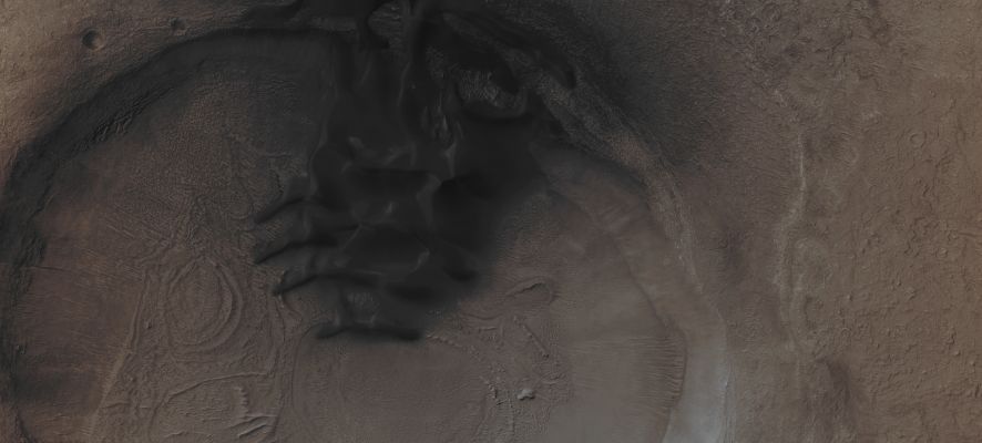 Possible Migrating Dunefield (Absolute Natural Colors; credits for the additional process. and color.: Dr Paolo C. Fienga - Lunexit Team)
Coord. (centered): 45,4° South Lat. and 38,8° East Long.

Parole chiave: Mars from orbit - Dunefield - Unnamed Crater