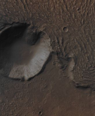 Unnamed Crater partially invaded by Lava Flow (CTX Frame - Absolute Natural Colors; credits for the additional process. and color.: Dr Paolo C. Fienga - Lunexit Team)
Coord. (centered): 33,3° South Lat. and 222,7° East Long.
Parole chiave: Mars from orbit - Craters - Unnamed Crater with Lava Flow inside