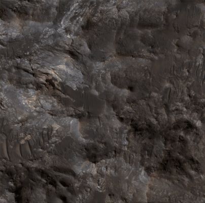 Exposed "Uplifted" Bedrock (CTX Frame "D" - Absolute Natural Colors; credits for the additional process. and color.: Elisabetta Bonora and Marco Faccin - Lunexit Team)
Mars Local Time: 14:54 (early afternoon)
Coord. (centered): 26,3° South Lat. and 305,2° East Long.
Spacecraft altitude: 255,8 Km (such as about 159,9 miles) 
Original image scale range: 25,6 cm/pixel (with 1 x 1 binning) so objects ~ 77 cm across are resolved
Map projected scale: 25 cm/pixel
Map projection: EQUIRECTANGULAR
Emission Angle: 1,2° 
Sun - Mars - MRO (or "Phase") Angle: 62,0°
Solar Incidence Angle: 61° (meaning that the Sun is about 29° above the Local Horizon)
Solar Longitude: 45,4° (Northern Spring)
Credits: NASA/JPL/University of Arizona
Additional process. and coloring: Lunar Explorer Italia 
Parole chiave: Mars from orbit - Craters - Unnamed Northern Crater with exposed Bedrock