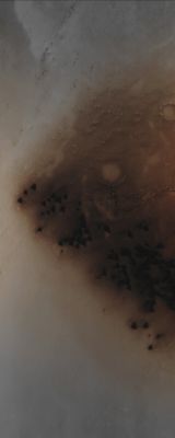 Equatorial Dunefield (Absolute Natural Colors; credits for the additional process. and color. Dr Paolo C. Fienga/Lunar Explorer Italia/Italian Planetary Foundation)
Mars Local Time: 14:08 (Early Afternoon)
Coord. (centered): 1,068° North Lat. and 30,111° East Long.
Spacecraft altitude: 268,9 Km (such as about 166,986 miles) 
Original image scale range: 53,8 cm/pixel (with 2 x 2 binning) so objects ~ 1 mt and 61 cm across are resolved
Map projected scale: 50 cm/pixel
Map projection: EQUIRECTANGULAR
Emission Angle: 0,0° 
Phase Angle: 34,9°
Solar Incidence Angle: 35° (meaning that the Sun was about 55° above the Local Horizon at the time the picture was taken)
Solar Longitude: 328,5° (Northern Winter - Southern Summer)
Credits: NASA/JPL/University of Arizona
Additional process. and coloring: Lunar Explorer Italia

This picture (which is a NASA - Original Mars Reconnaissance Orbiter NON-Map Projected CTX b/w frame identified by the serial n. ESP_032097_1810) has been additionally processed and then colorized in Absolute Natural Colors (such as the colors that a human eye would actually perceive if someone were onboard the NASA - Mars Reconnaissance Orbiter and then looked down, towards the Surface of Mars), by using an original technique created - and, in time, dramatically improved - by the Lunar Explorer Italia Team.
Parole chiave: Mars from orbit - Dunefield - Equatorial Region