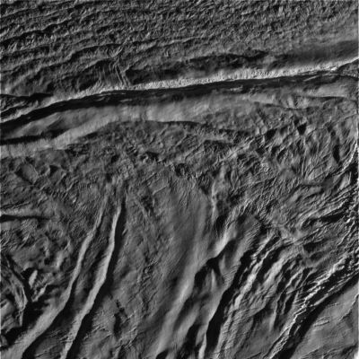 Damascus Sulcus
Caption NASA:"This image is the 7th skeet-shoot image taken during Cassini's very close flyby of Enceladus on Aug. 11, 2008. Damascus Sulcus is crossing the upper part of the image. 

The image was taken with the Cassini Spacecraft narrow-angle camera on Aug. 11, 2008, a distance of approx. 4742 Km (such as about 2947 miles) above the surface of Enceladus. 
Image scale is approximately 30 meters (98 feet) per pixel". 
Parole chiave: Saturn's Moon - Enceladus
