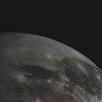 Features of Ganymede (Absolute Natural Colors; credits for the additional process. and color.: Dr Paolo C. Fienga/Lunar Explorer Italia/Italian Planetary Foundation)
This frame was acquired by the NASA - Voyager 1 Spacecraft during its approach to Ganymede, from a distance of about 272.000 Km; the center of the picture lies at approx. 13° North Latitude and and 359° East Longitude. Ganymede (also known as Jupiter III) is the largest moon in the Solar System and the seventh moon (and third Galilean Satellite) outward from the Gas-Giant Planet Jupiter. Completing an orbit in roughly 7 (seven) Earth days, Ganymede participates in a 1:2:4 Orbital Resonance with the other Jovian moons Europa and Io, respectively. Ganymede has a diameter of about 5268 km (such as approx. 3273 miles), and, even though Ganymede is something like 8% larger than the planet Mercury, it only has about 45% of Mercury's mass; furthermore, its diameter is about 2% larger than the one of the Saturnian moon Titan, which is the second largest moon in the Solar System. Ganymede also has the highest mass of all Planetary Satellites, with approx. 2,02 times the mass of the Earth's Moon. This image shows detail on the Surface of Ganymede with a resolution of approx. 4,5 Km per pixel. What we see here, is a portion of a Region of Ganymede located in its Northern Hemisphere, near the Terminator. It shows a variety of Impact Structures, including both Rayed and Unrayed Impact Craters, as well as some odd-looking, Groove-like Surface Features (already discovered by the NASA - Voyager 1 Spacecraft in the lighter Regions of this Jovian moon). The most striking Surface Features, however, are the Bright Rayed Impact Craters which show a distinct light blueish color that, to some Observer, may also also appear white, with pink nuances, against the darker background. Ganymede's Surface is known to contain large amounts of Surface Water Ice and it appears that these (relatively) young Craters might have spread bright and (always relatively speaking) fresh Ice Materials all over the place. Likewise, the lighter color and Albedo (---> reflectivity) of the Grooved Areas suggests that over there, too, some cleaner and fresh Water Ice Material can be found. In fact, and as far as we know at the present day, Ganymede is composed of approximately equal amounts of Silicate Rock and Water Ice. It is a fully differentiated Celestial Body with an Iron-rich and still liquid core. Very recent studies suggest that, just like it has been speculated about the other Jovian moon Europa, even Ganymede may host a Subterranean Ocean, nearly 200 Km below its frozen Surface, somehow "sandwiched" between several different Layers of Rock and Ice. In addition to the above, the Surface of Ganymede is composed of two main types of Terrain: the Dark Terrain, saturated with Impact Craters and dated up to 4 (four) Billion Years ago (a Terrain that covers about a third of the moon), and the Lighter Terrain, which is crosscut by extensive Grooves and Ridges and that could be, likely, much less ancient. The cause of the Light Terrain's so-called "Disrupted Geology" is not yet fully known, but it could reasonably be the result of some powerful Tectonic Activity brought about by Tidal Heating (and let us not forget that Tidal Heating - due to Tidal Friction - may also be the primary reason why a Liquid Ocean can exist, deep down and inside the otherwise Frozen Crust of Ganymede). The NASA - Voyager 1 Spacecraft Original b/w frame has been additionally processed and then colorized, according to an informed speculation carried out by Dr Paolo C. Fienga (LXTT-IPF), in Absolute Natural Colors (such as the colors that a human eye would actually perceive if someone were onboard the NASA - Voyager 1 Spacecraft and then looked outside, towards the Jovian moon Ganymede), by using an original technique created - and, in time, dramatically improved - by the Lunar Explorer Italia Team. Different colors, as well as different shades of the same color, mean, among others, the existence of different Elements present on the Surface of Ganymede, each having a different Albedo (---> Reflectivity) and Chemical Composition.
Parole chiave: Jovian Moons - Ganymede