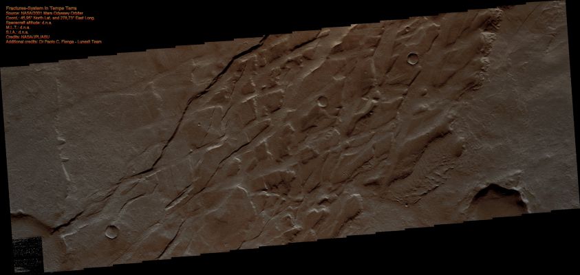 Fractures-System in Tempe Terra (Natural Colors; credits for the additional process. and color.: Dr Paolo C. Fienga - Lunexit Team)
nessun commento
Parole chiave: Mars from orbit - Fractures