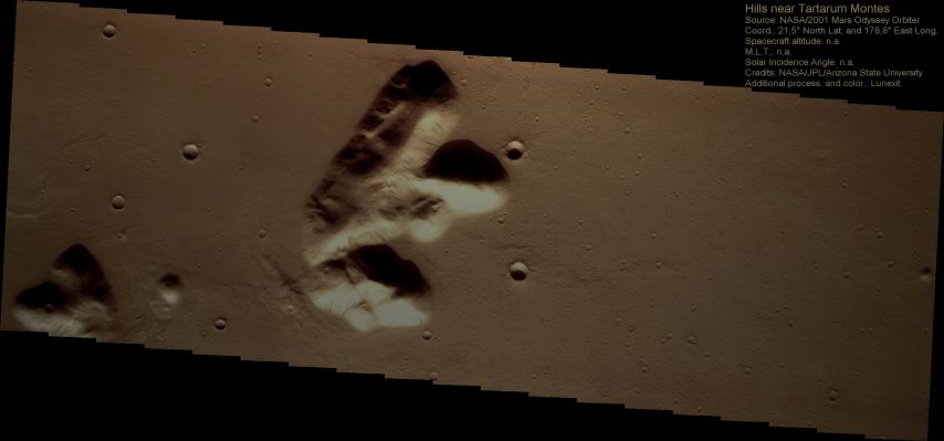 Hills and Knobs near Tartarum Montes (Saturated Absolute Natural Colors; credits for the additional process. and color.: Elisabetta Bonora and Paolo C. Fienga - Lunexit Team)
nessun commento
Parole chiave: Mars from orbit - Hills and Knobs