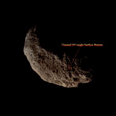 Interesting Optical Illusion on Hyperion (Absolute Natural Colors; credits for the additional process. and color.: Dr Paolo C. Fienga)
Caption NASA:"The Cassini Spacecraft captures a view of the Southern Latitudes of Saturn's "tumbling" moon Hyperion. Lit Terrain seen here is mostly in the Southern Hemisphere of Hyperion (approx. 270 Km or about 168 miles across). The South Pole of the moon is near the bottom of the illuminated Terrain seen here.

The image was taken in Visible Light with the Cassini Spacecraft narrow-angle camera on Nov. 28, 2010. The view was obtained at a distance of approx. 80.000 Km (about 50.000 miles) from Hyperion and at a Sun-Hyperion-Spacecraft, or Phase, Angle of 98°. 
Image scale is roughly 476 meters (1562 feet) per pixel".
Parole chiave: Saturnian Moons - Hyperion