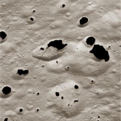 The "Cassini Regio" of Japetus (1) - possible natural colors; elab. Lunexit
Caption NASA:"Iapetus, Saturn's third largest moon, is a candidate for the strangest moon of Saturn. Tidally locked in its orbit around the Ringed Gas Giant, Iapetus is sometimes called the "Yin-Yang Moon" because its Leading Hemisphere is very dark, reflecting about 5% of the Sun's light, while its Trailing Hemisphere is almost as bright as snow. This recent Cassini spacecraft flyby image is one of the closest views ever and spans about 35 Km across a cratered transition zone between bright and dark terrain. Iapetus itself has a density close to that of water ice, but the detailed reflective properties of the dark material suggest an organic composition. 
Honoring the moon's discoverer, the dark terrain is called Cassini Regio".
Parole chiave: Saturn's Moons - Japetus
