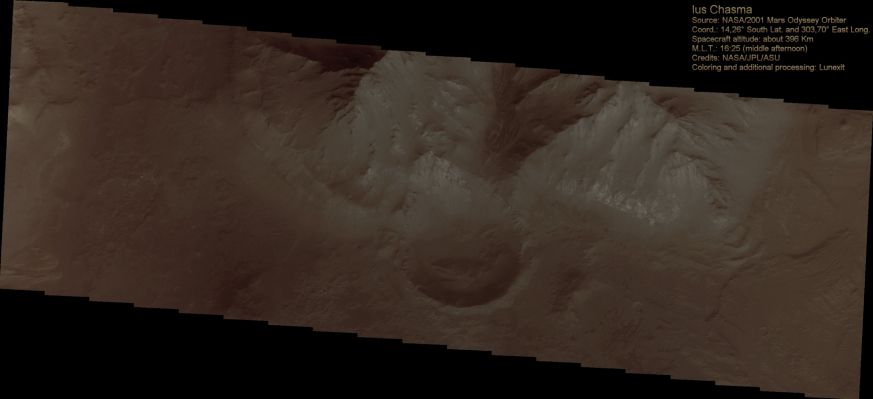 Features of Jus Chasma (Absolute Natural Colors; credits for the additional process. and color.: Dr Paolo C. Fienga)
nessun commento
Parole chiave: Mars from orbit - Jus Chasma