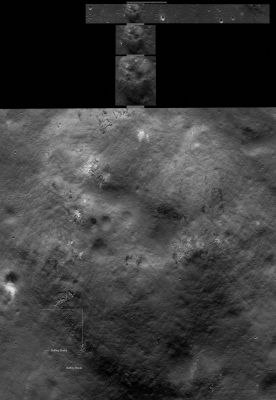 Evidence of Gravity Wasting (an High-Def Image Mosaic by Dr M. Faccin - Lunexit Team)
Un piccolo-grande Capolavoro regalatoci non solo dalle ottiche di cui è dotato il Lunar Reconnaissance Orbiter, ma anche dalla Pazienza del nostro Marco Faccin.

Il risultato? Portate il frame a pieno schermo e definizione completa e quindi...cercate anche Voi le evidenze di Gravity Wasting che caratterizzano i piedi della collina: ce ne sono tante! 

Noi ne abbiamo evidenziate alcune, in una zona omogena. Ma c'è ancora TANTISSIMO da vedere...
Parole chiave: The Moon from orbit - Gravity Wasting Evidence