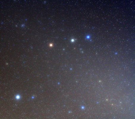 Lost...
Wandering through the Evening Sky, on May 4th, 2008, Planet Mars stood in line with Castor and Pollux, the two bright stars of the constellation Gemini. 
In this time exposure of the celestial alignment, Mars actually takes on a distinct yellowish hue, contrasting in color with Pollux; a giant star known to have a Jupiter-class planet, and Castor; itself a multiple Star System. 
Though in mythology Pollux and Castor are twin brothers, the two stars are physically unrelated and are about 34 and 50 LY distant respectively. 
Included in the skyview are Procyon, alpha star of Canis Minor, and famous star cluster M44, also known as the Beehive Cluster. Dust in our own Solar System reflecting sunlight creates the faint band of Zodiacal Light emerging from the lower right corner of the frame. Just put your cursor over the picture for help with identifications. 
Of course, bright Mars can still be found in the western evening skies and tonight wanders near the crescent Moon.
Parole chiave: Mars from Earth