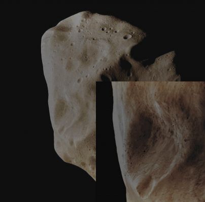 Asteroid 21-Lutetia (CTX Frame and EDM - Absolute Natural Colors; credits for the additional process. and color.: Dr Paolo C. Fienga - Lunexit Team)
21 Lutetia is a relatively large Main-Belt Asteroid, measuring about 100 Km in diameter (approx. 120 km along its Major Axis). It was discovered in the AD 1852 by the French-German Astronomer Hermann Goldschmidt, and is named after Lutetia, such as the Latin name of the city that stood where Paris was later built. The Asteroid 21 Lutetia has an irregular shape and is heavily cratered, with the largest Impact Crater reaching about 45 Km in diameter. 
The Surface of this Asteroid is geologically heterogeneous and it is intersected by a system of Grooves and Scarps, which are thought to be the external manifestation of deep, internal, Fractures; it also possess an high Average Density, which could have meant that is (likely) made of Iron and Nickel rich Rock (even though, as we shall better see later on, this - however logical - claim, is still unproven). The ESA - Rosetta Probe passed as close as about 3162 Km (approx. 1965 miles) from 21 Lutetia in July 2010 and, at the time of Rosetta's Fly-By, it was the largest Asteroid ever visited by a Spacecraft (that, until the NASA - Dawn Spaceraft arrived at 4 Vesta, in July 2011). 
The composition of 21 Lutetia has puzzled astronomers for some time, and that is because, while classified among the M-type Asteroids, most of which are Metallic (better yet: rich of Metallic Minerals/Elements), 21 Lutetia must be one of the so-called Anomalous Members of this classification, since it does not display much evidence of Metallic Minerals on its Surface. As a matter of fact, after most part of the data received from the Rosetta Probe were analyzed, several indications of a NON-Metallic Surface of this Asteroid were found, like, for instance, a flat, Low Frequency Spectrum (similar to that of Carbonaceous Chondrites and C-type Asteroids - which is, of course, deeply different from the one of the so-called Metallic Meteorites, such as those Meteorites which are logically believed to derive from a Metallic - such as, we repeat, Iron and Nickel-rich - Celestial Body), a low Radar Albedo (unlike the high Albedoes of Strongly Metallic Asteroids, like 16 Psyche), evidence of Hydrated Materials on its Surface, abundant Silicates, and a thicker layer of Regolith than most of the other known (as far as their composition is concerned) Asteroids.
Parole chiave: Asteroids - 21 Lutetia