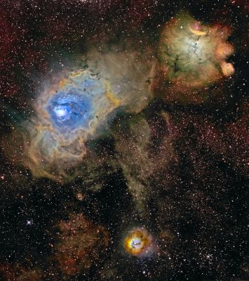 M 8, M 20 and NGC 6559
"...Et lacrimae prosunt, lacrimis adamanta movebis..."

(Ovidio)

"...Anche le lacrime giovano, (poichè) con esse puoi smuovere pure i macigni..."
Parole chiave: From Earth Images - Amatorial Images