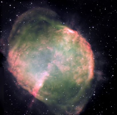 M 27 - The "Dumbbell Nebula"
"...Vitium omne semper habet patrocinium suum..."

(P. Siro)

"...Ogni vizio, in fondo, trova sempre la sua scusante..." (trad. libera)
Parole chiave: From Earth Images - Professional Images