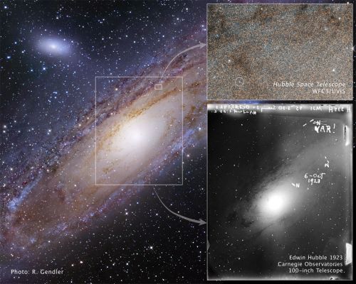 M 31 - The "Great Andromeda Galaxy"
"...Ethos anthropoi daimon..."

Eraclito

"...Il destino (di ognuno di noi) è nella (propria) personalità (nel proprio carattere)..." (trad. libera)
Parole chiave: From Space Images - Hubble Space Telescope