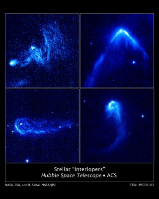 Hubble witnesses spectacular flaring in Gas Jet from M 87's Black Hole
A flare-up in a jet of matter blasting from a monster Black Hole is giving astronomers an incredible light show.

The outburst is coming from a blob of matter, called HST-1, embedded in the jet, a powerful narrow beam of hot gas produced by a supermassive Black Hole residing in the core of the giant elliptical galaxy M 87. HST-1 is so bright that it is outshining even M 87's brilliant core, whose monster black hole is one of the most massive yet discovered.
The glowing gas clump has taken astronomers on a rollercoaster ride of suspense. 
Astronomers watched HST-1 brighten steadily for several years, then fade, and then brighten again. They say it's hard to predict what will happen next. NASA's Hubble Space Telescope has been following the surprising activity for seven years, providing the most detailed UltraViolet-Light view of the event. 
Other telescopes have been monitoring HST-1 in other wavelengths, including radio and X-rays. The Chandra X-ray Observatory was the first to report the brightening in 2000. HST-1 was first discovered and named by Hubble astronomers in 1999. The gas knot is 214 LY from the galaxy's core.
The flare-up may provide insights into the variability of black hole jets in distant galaxies, which are difficult to study because they are too far away. 

M 87 is located 54 MLY away in the Virgo Cluster, a region of the nearby universe with the highest density of galaxies.

"I did not expect the jet in M 87 or any other jet powered by accretion onto a Black Hole to increase in brightness in the way that this jet does," says astronomer Juan Madrid of McMaster University in Hamilton, Ontario, who conducted the Hubble study. "It grew 90 times brighter than normal. But the question is, does this happen to every single jet or active nucleus, or are we seeing some odd behavior from M 87?" Hubble gives astronomers a unique Near-UltraViolet view of the flare that cannot be accomplished with ground-based telescopes. "Hubble's sharp vision allows it to resolve HST-1 and separate it from the black hole," Madrid explains.

Despite the many observations by Hubble and other telescopes, astronomers are not sure what is causing the brightening. One of the simplest explanations is that the jet is hitting a dust lane or gas cloud and then glows due to the collision. 
Another possibility is that the jet's magnetic field lines are squeezed together, unleashing a large amount of energy. 
This phenomenon is similar to how solar flares develop on the Sun and is even a mechanism for creating Earth's auroras.

The disk around a rapidly spinning Black Hole has Magnetic Field lines that entrap ionized gas falling toward the Black Hole. These particles, along with radiation, flow rapidly away from the black hole along the Magnetic Field Lines. The rotational energy of the spinning accretion disk adds momentum to the outflowing jet.

Madrid assembled seven years' worth of Hubble archival images of the jet to capture changes in the HST-1's behavior over time. Hubble's view of the event. Some of the images came from observing programs that studied the galaxy, but not the jet.
He found data from the Space Telescope Imaging Spectrograph (STIS) that showed a noticeable brightening between 1999 and 2001. 
In images from 2002 to 2005, HST-1 continued to rise steadily in brightness. In 2003 the jet knot was more brilliant than M 87's luminous core. In May 2005 HST-1 became 90 times brighter than it was in 1999. After May 2005 the flare began to fade, but it intensified again in November 2006. This second outburst was fainter than the first one.

"By watching the outburst over several years, I was able to follow the brightness and see the evolution of the flare over time," Madrid says. "We are lucky to have telescopes like Hubble and Chandra, because without them we would see the increase in brightness in the core of M 87, but we would not know where it was coming from."

Madrid hopes that future observations of HST-1 will reveal the cause of the mysterious activity. "We hope the observations will yield some theories that will give us some good explanations as to the mechanism that is causing the flaring," Madrid says. "Astronomers would like to know if this is an intrinsic instability of the jet when it plows its way out of the galaxy, or if it is something else."

The study's results are published in the April 2009 issue of the Astronomical Journal.
Parole chiave: From Space Images - Hubble Space Telescope (HST) Images