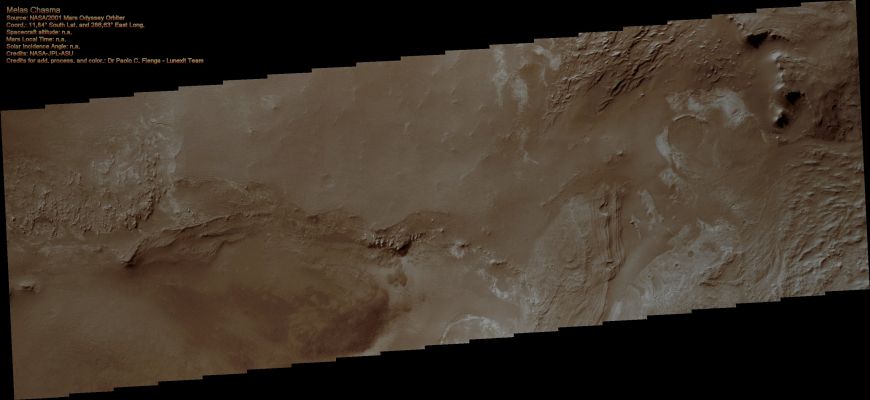 Melas Chasma (Natural Colors; credits for the additional process. and color.: Dr Paolo C. Fienga - Lunexit Team)
nessun commento
Parole chiave: Mars from orbit - Melas Chasma