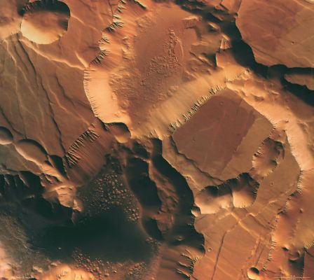 Noctis Labyrinthus (Natural Colors + MULTISPECTRUM; credits: ESA & Lunexit)
This image was taken by the High-Resolution Stereo Camera (HRSC), onboard ESA’s Mars Express imaged the Noctis Labyrinthus Region, the ‘Labyrinth of the Night’ on Mars. 
The HRSC took these pictures on 25 June 2006 in orbit 3155, with a ground resolution of approx. 16 mt/pixel.
Parole chiave: Mars from orbit - Noctis Labyrinthus Region