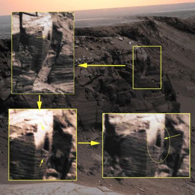 Like a "Window", carved in the Inner Walls of Victoria - Sol 1167 (CTX Frame; credits: Ivana Tognoloni - Lunexit Team)
Profili bellissimi e dettagli tanto affascinanti ed improbabili, quanto - curiosamente - "coerenti"...
Parole chiave: Martian Surface - Extremely Controversial Surface Feature - The Window