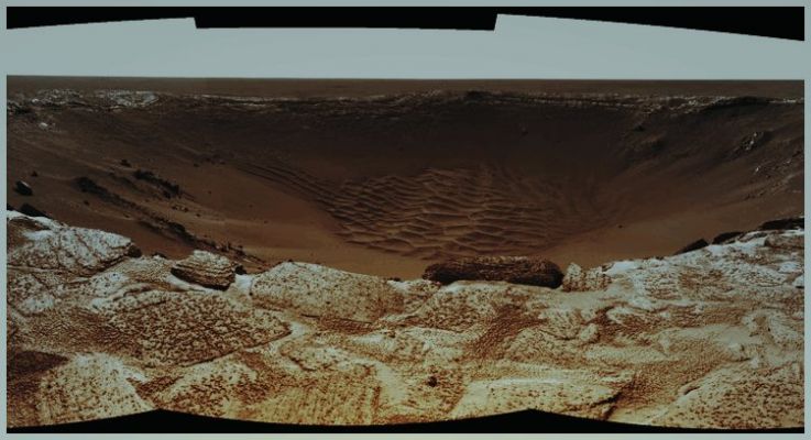 Endurance Crater full Panorama (Enhanced and Saturated Natural Colors; credits for the additional process. and color.: Dr Paolo C. Fienga - Lunexit Team) 
nessun commento
Parole chiave: Martian Surface - Craters - Endurance Crater