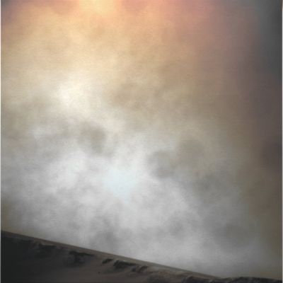 Massive Clouds of Dust over Victoria! - Sol 1389 (MULTISPECTRUM; credits: Lunexit)
Una possibile "prova" della corretta intuizione del bravissimo Dr Faccin: il cielo sopra Victoria Crater è, come appare da questo interessante frame, letteralmente INVASO da nuvole di polvere che non solo lo "oscurano e colorano", ma che, usando alcune ottiche, si evidenziano in tutta la loro - chiamiamola così - "imponente maestosità".

Nuvole di polvere, quindi, che attraverso determinati filtri e riprese, SPARISCONO (sinchè non vengono "recuperate" processando i frames), ma che attraverso ALTRI Filtri ed ALTRE (tipologie di) Riprese, EMERGONO con grande chiarezza. Come si può vedere benissimo in questo quadro ed in altri quadri (che non pubblichiamo) del Sol 1389 di Opportunity.

Saluti e complimenti al Dr Faccin per averci fornito lo spunto e gli elementi necessari per giungere a capire e spiegare quest'altra (fotografica stavolta) Martian Oddity!
Parole chiave: Martian Sky over Victoria Crater