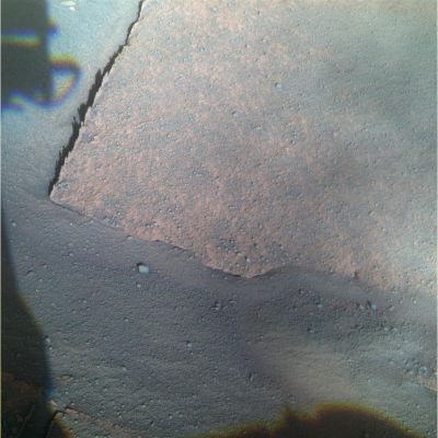 Opportunity View of 'Gilbert' Layer (False Color; credits: NASA/JPL-Caltech/Cornell University)
Caption NASA:"This view from NASA's Mars Exploration Rover Opportunity shows bedock within a stratigraphic layer informally named "Gilbert", which is the Rover's next target after completing an examination of three stratigtaphic layers forming a bright band around the inside of Victoria Crater. The Rover will descend deeper into the crater to reach the Gilbert layer. 

Opportunity used its Panoramic Camera (PanCam) to capture this image with low-Sun angle at a Mars Local Solar Time of 3:30 p.m. during the rover's 1429th Martian day, of Sol (Jan. 31, 2008). 

This view combines separate images taken through the PanCam filters centered on wavelengths of 753, 535 and 432 nanometers. 
It is presented in a false-color stretch to bring out subtle color differences in the scene". 
Parole chiave: Martian Surface - Victoria Crater - Inner Paving