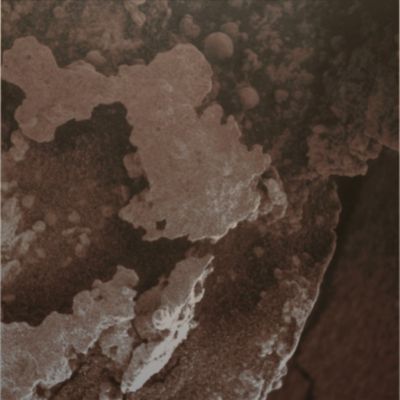 Hues... - Sol 1457 (MULTISPECTRUM; credits: Lunexit)
Attenzione: la chiazzatura verdastra che si intravede nella porzione superiore del frame non l'abbiamo "aggiunta" noi! C'era già, ed il procedimento di colorizzazione da noi adottato l'ha fatta emergere.

Forse si tratta di un semplice effetto di distorsione cromatica o, magari, di un effetto derivante dalla presenza in zona di un minerale ovviamente ossidato (Rame?). O forse si tratta di licheni e spore...
Parole chiave: Microscopic Imager - Controversial Feature