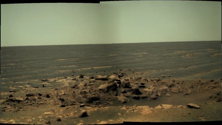 Possible Secondary Crater near Victoria Crater (Resolution Crater) - Sol 1950 (Photo-composite Panorama - Natural Colors/Blue-Green Filters ON; credits: Dr. G. Barca & Lunexit)
nessun commento
Parole chiave: Martian SUrface - Craters - Resolution Crater