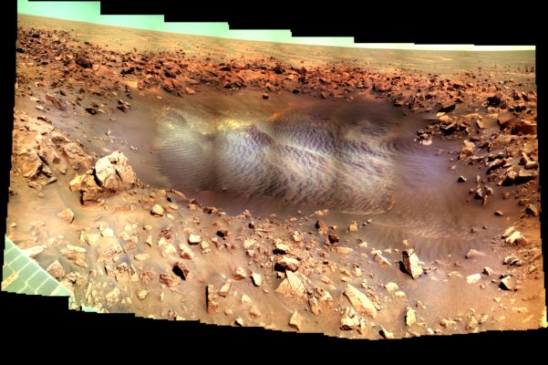 Like a Lake...of Soft Sand and VERY thin Dust - Sol 2153 (Image-Mosaic - False Colors; credits: Dr M. Faccin - Lunexit Team)
nessun commento
Parole chiave: Mars Panorama - Meridiani Planum - Possible Secondary Crater