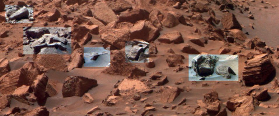 Unusually-looking Surface Features - Sol 2175 (credits: Dr Marco Faccin - Lunexit Team)
Gusci? Manufatti? Forse sono solo "Pietre Strane"? O magari, "di tutto, un pò"? Decidete Voi, come sempre - MA motivando la Vostra decisione, altrimenti...non vale!


Parole chiave: Martian Surface - Unusually-looking Rocks