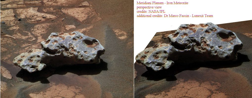 The "New" Martian Iron Meteorite - Sol 2369 (Natural Colors; credits for the additional process. and color.: Dr Marco Faccin - Lunexit Team)
nessun commento
Parole chiave: Martian Surface - Iron Meteorite