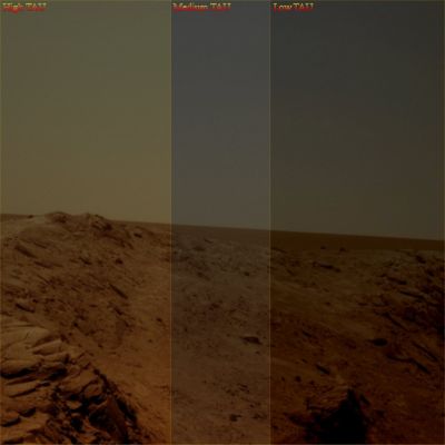 Samples of Atmospheric Opacity - Sol 2540 (An Image Mosaic by Dr Paolo C. Fienga - Lunexit Team)
La NASA parla molto di Opacità Atmosferica (o "TAU") e ci spiega - in svariate salse - che cos'è e che cosa comporta ed implica. Ma - ahinoi! - gli Amici di Pasadena ci regalano ZERO esempi di come questa variabile possa incidere sulla Luminosità Assoluta di Marte (al Datum) e sulla Percezione del Colore.
Noi (magari sbagliando, magari no...) un esempio "pratico" Ve lo offriamo. Giudicate Voi....
Parole chiave: Martian Horizon - Meridiani Planum