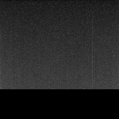 ...End of Transmissions... - Sol 5111
Caption NASA:"Taken on June 10, 2018 (such as the 5111th Martian Day, or Sol, of the mission) this “noisy”, incomplete image was the last data NASA's MER Opportunity sent back from Perseverance Valley. 
The partial, full-frame image from the Panoramic Camera (PanCam) was sent up to NASA's Mars Reconnaissance Orbiter around 09:45 a.m. PDT (such as 12:45 p.m. EDT) to relay back to Earth as an intense Dust Storm darkened the Skies around the solar-powered Rover. The image was received on Earth at around 10:05 a.m. PDT (1:05 p.m. EDT).

Opportunity took this image with the left (Sx) eye of the PanCam, with its Solar Filter pointed at the Sun. But since the Dust Storm blotted out the Sun, the image is dark. The white speckles are noise from the camera. All PanCam images have noise in them, but the darkness makes it more apparent. The transmission stopped before the full image was transmitted, leaving the bottom of the image incomplete, represented here as black pixels.

While this partial full-frame image was the last that Opportunity transmitted, it was not actually the last set of images from Opportunity. This image was taken at around 9:30 a.m. PDT (12:30 p.m. EDT) on June 10, 2018. Another set of images was taken about three minutes later. The thumbnail versions of the last images taken were transmitted, but the Rover lost contact before transmitting the full-frame versions".
Parole chiave: Faulty Frame