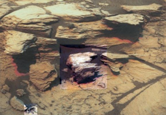 Is that a "Rock"?!? - Sol 661 (credits: Lorenzo Leone)
Dal nostro Carissimo Amico e Ricercatore Esterno Senior, Lorenzo Leone, abbiamo un dettaglio quanto meno intrigante, ben evidenziato nella porzione centrale del frame.
Alla NASA, a proposito di rilievi simili, non si dice nulla; i nostri Amici Geologi parlano (forse giustamente e forse no) di rilievi rocciosi aventi una probabile matrice ignea, ma che poi sono stati affilati e resi così come li vediamo adesso dall'azione congiunta (e plurimillenaria) di acqua e vento.
Forse (e ripetiamo: FORSE) questa è la Verità. 
La Logica ed il Pragmatismo, in vero, ci spingono verso questa ipotesi.

Ma il bravissimo Lorenzo Leone dice che occorre osservare meglio e allora...Noi lo abbiamo fatto e, effettivamente, la porzione Sx del rilievo evidenziato (Dx del frame) è davvero molto difficile da giustificare se si pensa a questo particolare come ad una semplice roccia. Una roccia che è sempre stata tale, intendiamo.

E allora? E allora un'ipotesi di Frontiera si impone ed è proprio Lorenzo a formularla: ciò che stiamo osservando potrebbe essere il residuo fossile di un antichissimo "tronco" Marziano. Un pezzo di "legno" (o qualcosa di simile, insomma).
Un tronco spezzatosi per motivi che si perdono nella Notte dei Tempi e che, per ragioni inesplicabili - ma comunque ipotizzabili - è rimasto sostanzialmente intatto e quindi, nelle ere, si è fossilizzato.

Provocazione? Si, certo. 
Ma guardate bene il lato del rilievo che giace alla Vostra Dx: avete mai osservato come appare il fusto di un albero spezzato dal vento e quindi "temprato" dal fuoco e dal tempo? Ebbene la somiglianza è impressionante.

ATTENZIONE: quando parliamo di "somiglianza" noi non intendiamo "somiglianza sostanziale" ma semplice "affinità delle forme" (ergo "somiglianza visiva", derivata da una mera associazione logica e mnemonica). Questa precisazione ci sembra doverosa e, in tutta onestà, ci farebbe piacere vederla fatta propria anche da tanti altri Anomaly Hunters (per lo più famosi...) che, come sapete bene, fra "somiglianza sostanziale" e mera "affinità delle forme", fanno davvero tanta, tantissima confusione (pro domo loro, ovviamente)...

Un GRANDE Complimento a Lorenzo Leone per lo spunto e,  ovviamente, per l'"Occhio" e la Pazienza!
Parole chiave: Martian Surface - Anomalous Surface Feature