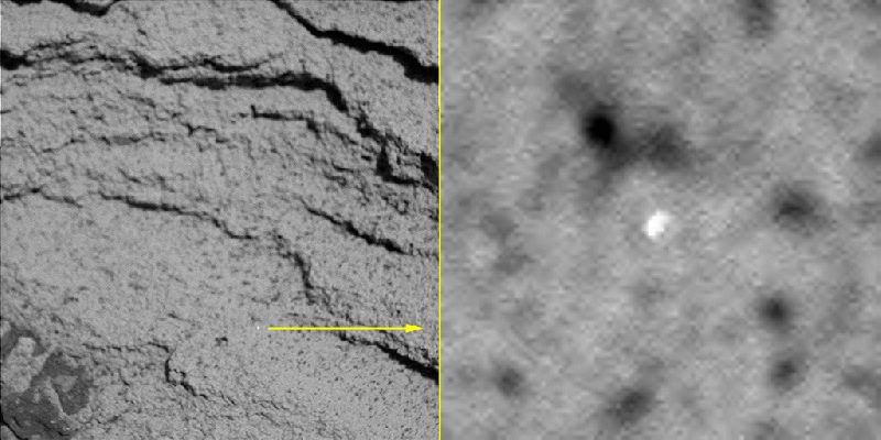 Shining in the Sun - Sol 671 (a GIF-Movie by Elisabetta Bonora - Lunexit Team)
Uno splendido GIF-Movie realizzato da Elisabetta Bonora, tanto affascinante quanto (questa volta) semplice da spiegare. Non si tratta di nulla di Esotico o di "Ufologico": è solo uno scintillio, determinato dal cambio di Angolo di Incidenza Solare sulla superficie ripresa da Opportunity (in altre parole: un cristallo, al cambiare della posizione del Sole rispetto all'area ripresa - notate anche il movimento delle ombre - è stato "colpito" direttamente dai suoi raggi ed scintillato, per qualche istante).
Parole chiave: GIF-Movies - Martian Surface - Controversial