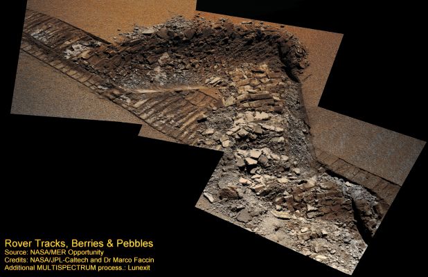 Deep Rover Tracks - Sol 836 (An Image-Mosaic in Absolute Natural Colors; credits for the additional process. and color.: Drr Marco Faccin and Paolo C. Fienga - Lunexit Team)
nessun commento
Parole chiave: Martian Surface - Rover Tracks