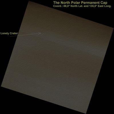 Lonely and (almost) buried crater in the North Polar "Permanent Cap" (CTX Frame - Natural Colors; credits: Dr Paolo C. Fienga - Lunexit Team)
nessun commento
Parole chiave: Mars from orbit - North Polar Regions - Polygonal Patterns