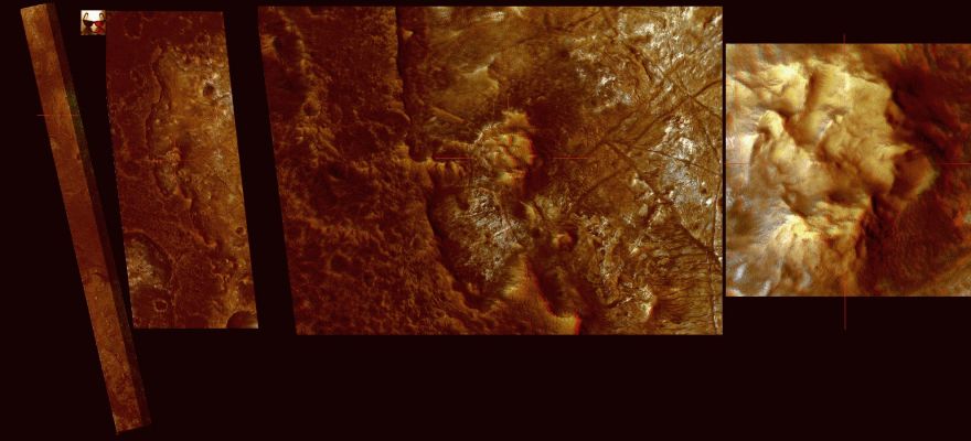 Layered Terrain Near Mawrth Valles Phyllosilicates (High-Def-3D + natural colors; credits: DR M. Faccin & Lunar Explorer Italia)
Mars Local Time: 15:27 (early afternoon)
Coord. (centered): 22,8° North Lat. and 341,7° East Long.
Spacecraft altitude: 284,1 Km (such as about 177,6 miles) 
Original image scale range: 28,4 cm/pixel (with 1 x 1 binning) so objects ~85 cm across are resolved 
Map projected scale: 25 cm/pixel
Map projection: EQUIRECTANGULAR 
Emission Angle: 1,3° 
Phase Angle: 47,6°
Solar Incidence Angle: 49° (meaning that the Sun is about 41° above the Local Horizon)
Solar Longitude: 136,9° (Northern Summer)
Credits: NASA/JPL/University of Arizona
Additional process.: Lunar Explorer Italia
Parole chiave: Mars from orbit - Mawrth Vallis