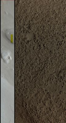 Rocky Terrain
Coord.: 37,5° North Lat. and 82,8° East Long.
Spacecraft altitude: about 294 Km
M.L.T.: 15:23 (early afternoon)
S.I.A.: 49° (meaning that the Sun is about 41° on the L.H.)
Region: Western Utopia Planitia
Parole chiave: Mars from orbit - Rocky Terrain