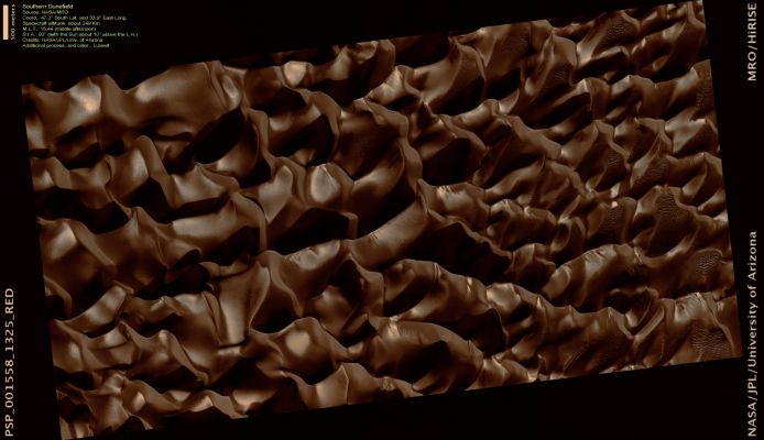 Southern Dunefield (Natural Colors; credits: Lunexit)
nessun commento
Parole chiave: Mars from orbit - Dunes