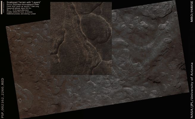 Scalloped Terrain with Layering (CTX and EDM - Absolute Natural Colors; credits for the additional process. and color.: Dr Paolo C. Fienga - Lunexit Team)
nessun commento
Parole chiave: Mars from orbit - Scalloped Terrain