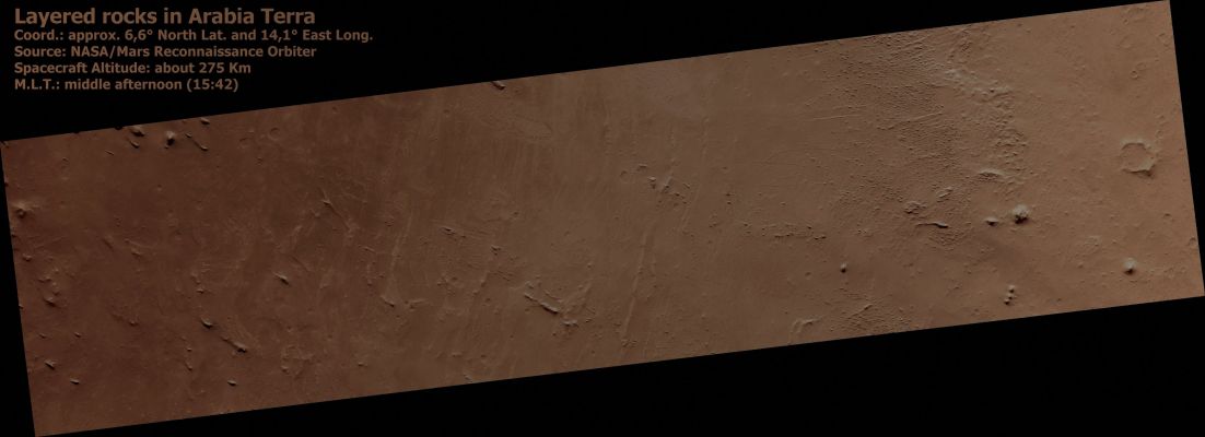 Layered Rocks in Arabia Terra (Natural Colors; credits for the additional process. and color.: Dr Paolo C. Fienga - Lunexit Team)
nessun commento
Parole chiave: Mars from orbit - Arabia Terra Region